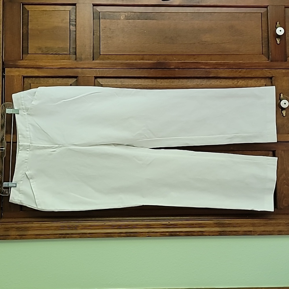 Rafealla trousers white sz10P stretch straight leg classy vanilla girl neutral